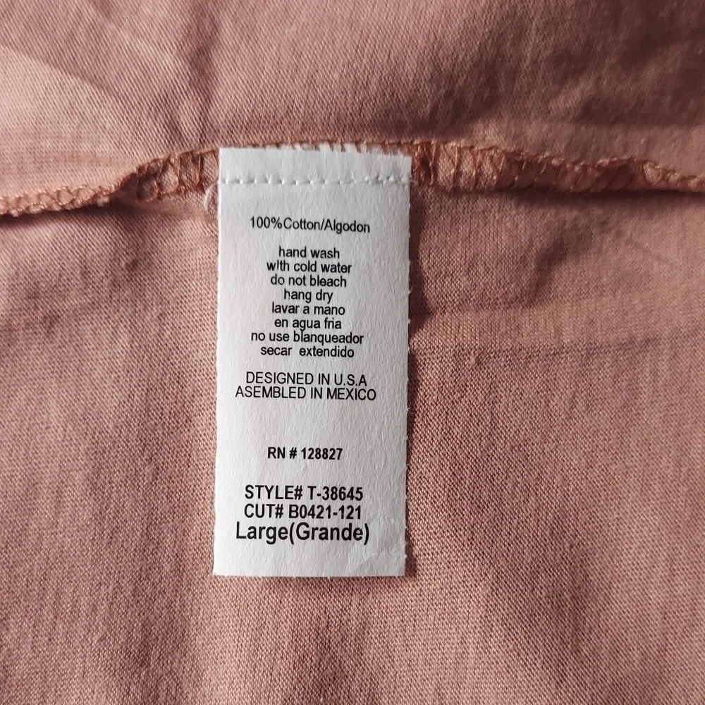 Sleeveless Blouse Womens Large Peach Shoulder Pleated Tank Top Fit Relaxed - Picture 9 of 13